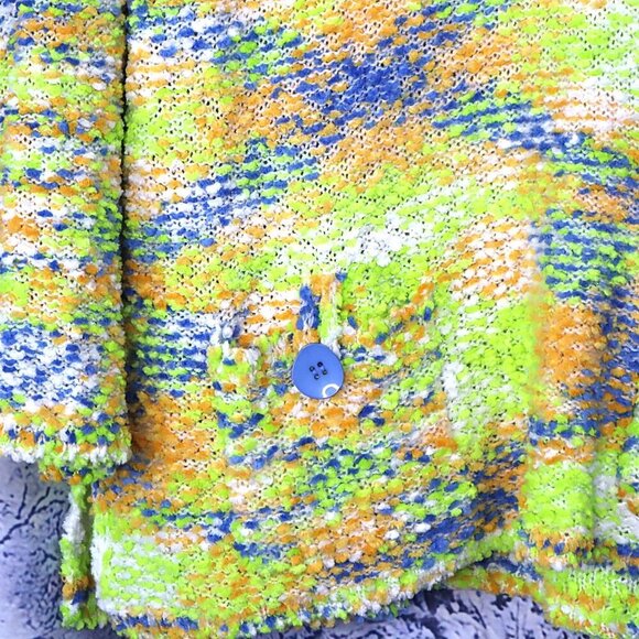 NEON CHENILLE SWEATER XL Ethyl Soft Cozy Spring Fall Pockets Tunic Long Dopamine - Picture 3 of 10